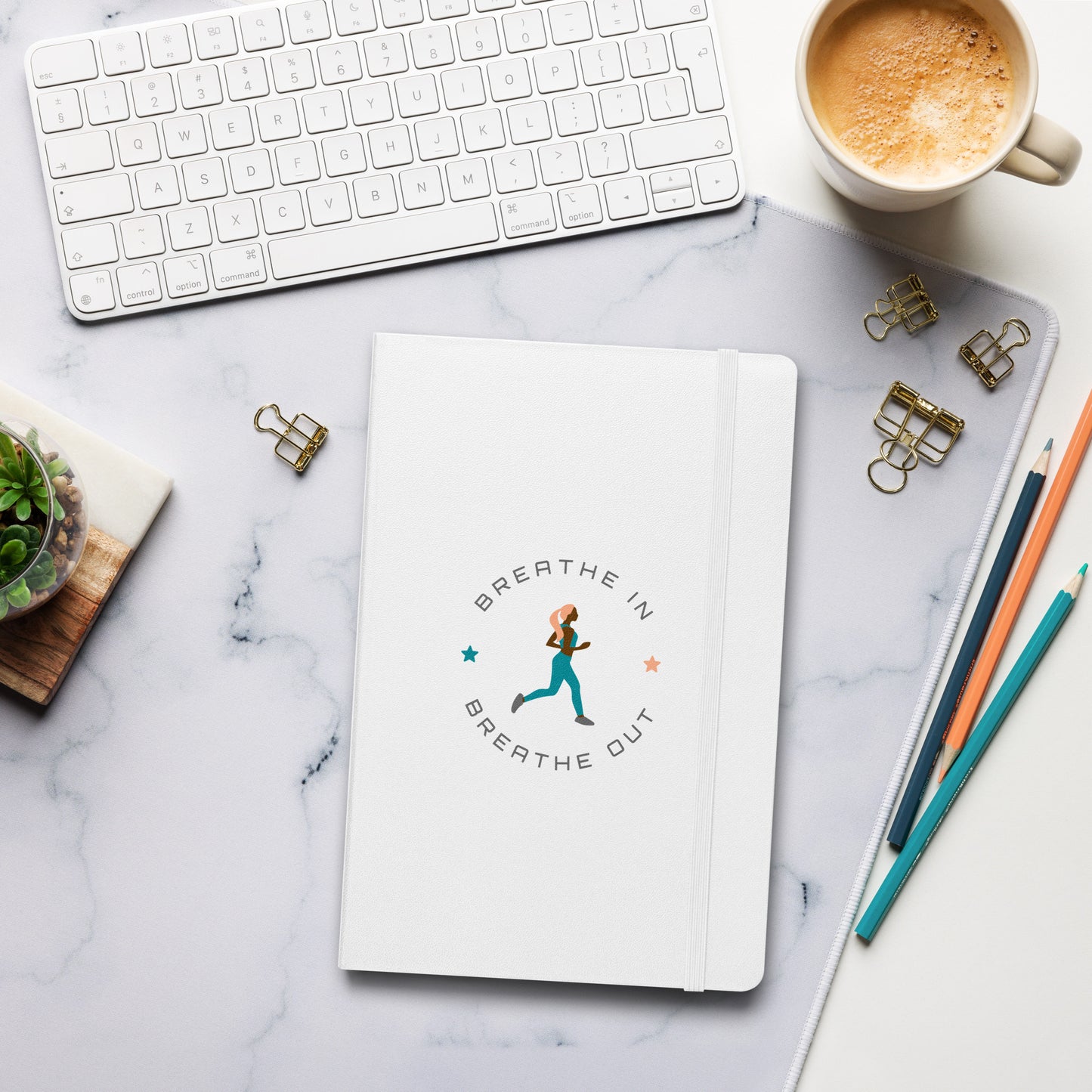 “Breathe in, Breathe out” Hardcover bound notebook